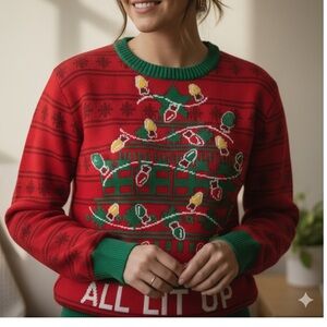 All Lit Up Christmas Sweater | Funny Holiday Lights Knit Pullover 🎅